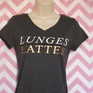 Gray Lunges and Lattes T-Shirt Size S